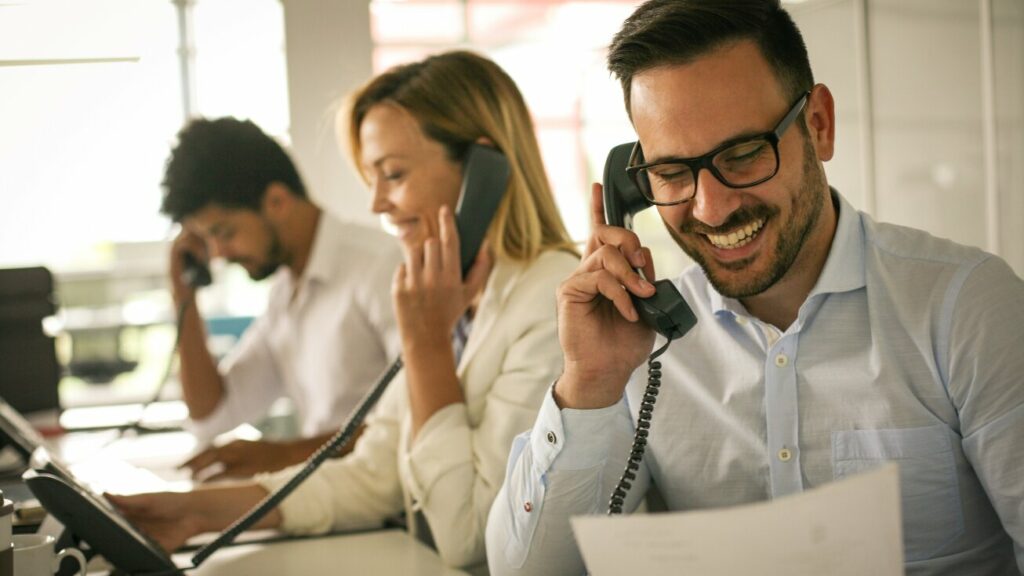 Happy man on the phone