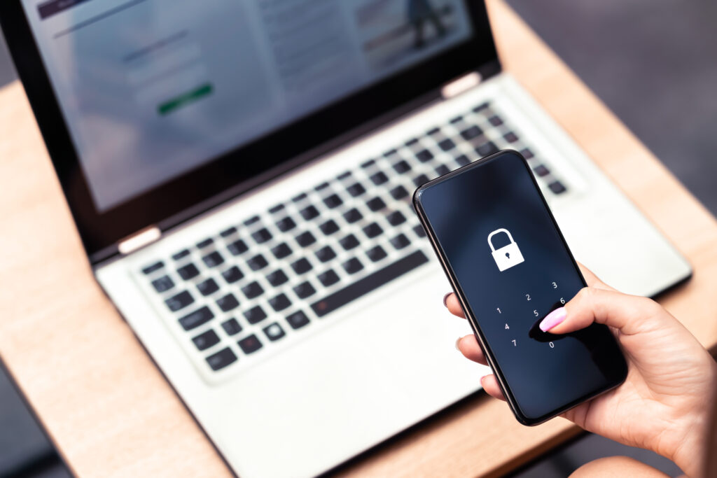 Cyber Security passcode lock on mobile phone